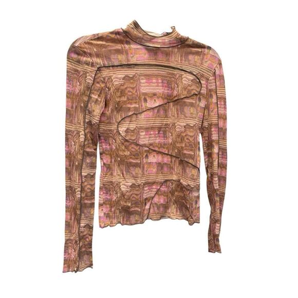 Paloma Wool Cometa Top Long Sleeve Dark Pink Abstract Swirl Print Size Small - Picture 8 of 14